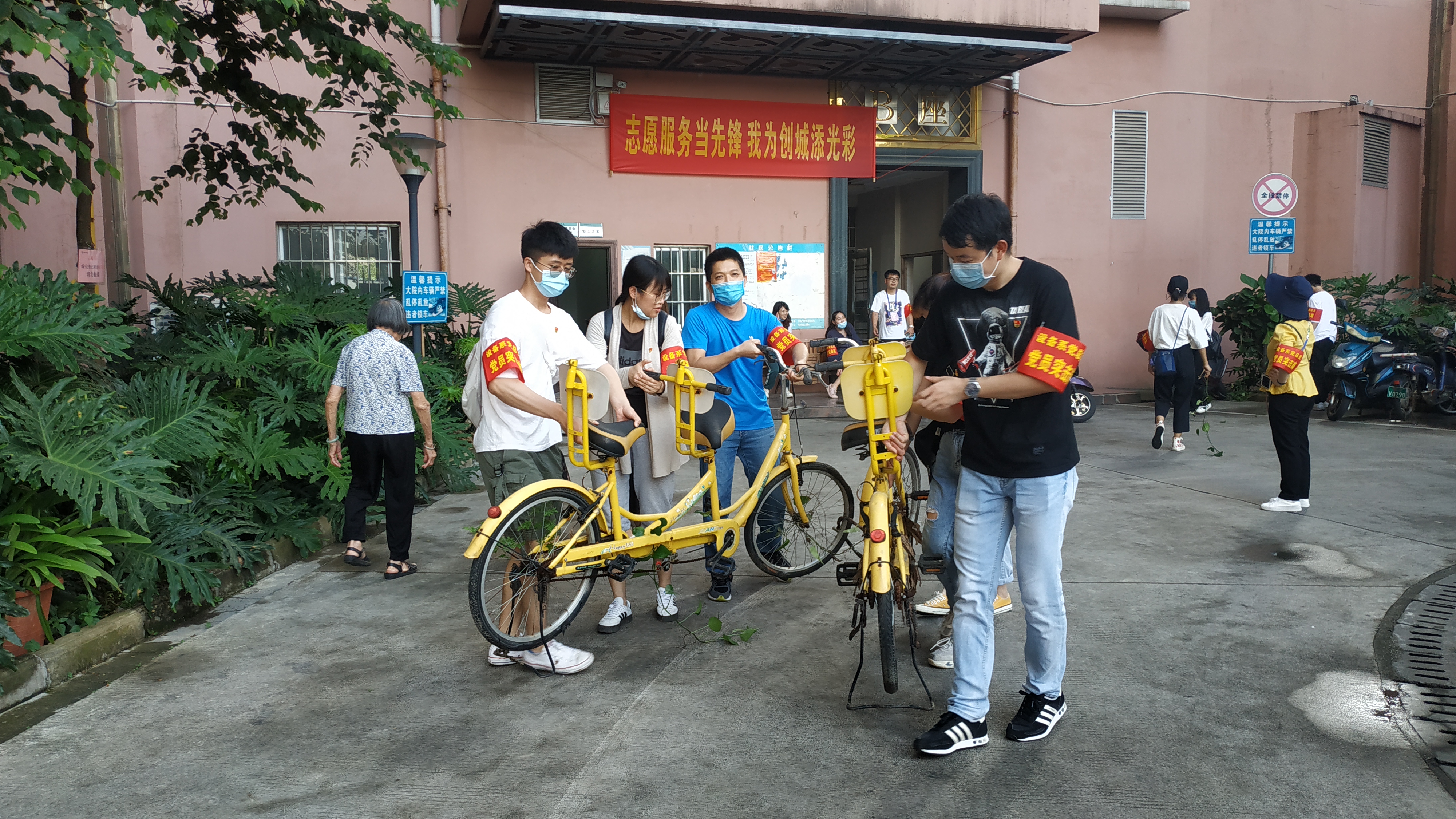 开云线上平台_开云（中国）设备与环境工程系党总支党员正在清理废旧单车